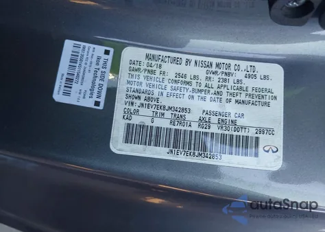 2018 Infiniti Q60 3.0T Luxe z USA, uszkodzony, nr VIN JN1EV7EK8JM342853